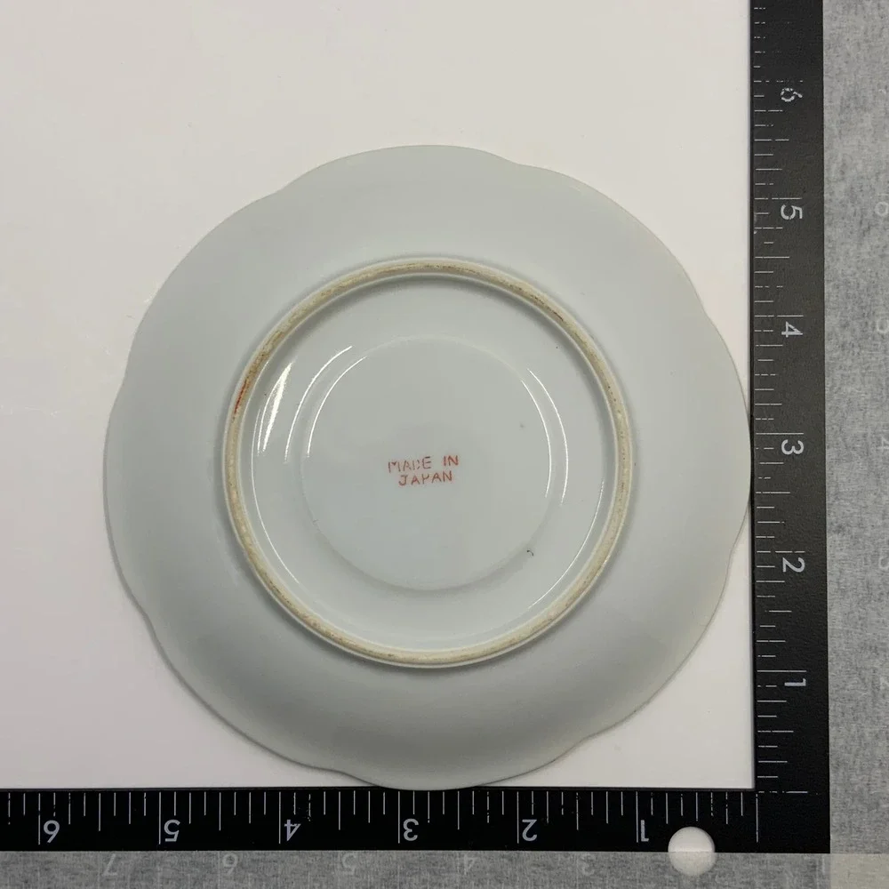 Vintage Made in Japan Peony Floral Moriage Porcelain Blue Gold 5.5 Inch Saucer